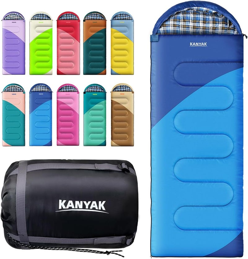 Kanyak Camping Sleeping Bag, 32℉ Sleeping Bags for Adults Kids Teens Cold Weather Warm Sleeping Bag Winter for 3-4 Season Camping, Camping Gear Equipment, Traveling, and Outdoors - Image 1